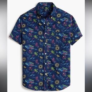 J.Crew men’s summer print navy button down short sleeve xl